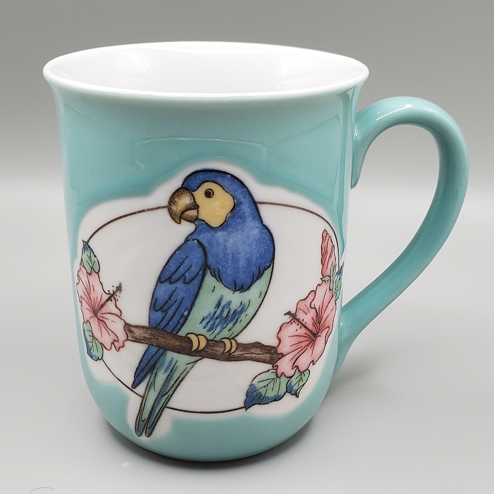 Vintage Norcrest Aqua Parrot Ceramic Mug 9oz.